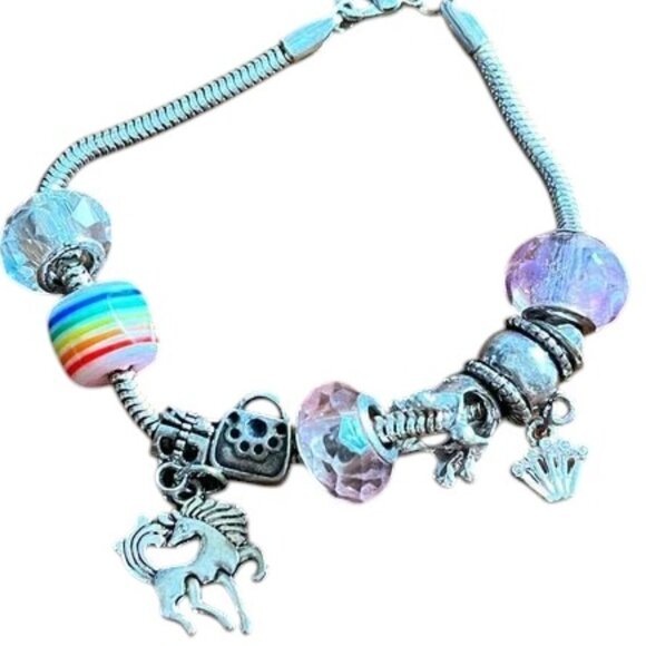 European Beads Charm Bracelet Rainbows and Princesses - Picture 1 of 3